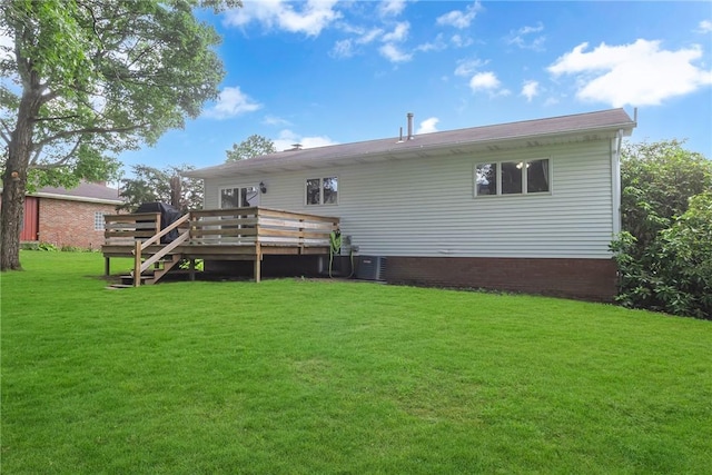 285 Old Plank Rd, City Of But Se, PA 16002 - back of property featuring a wooden deck and a lawn