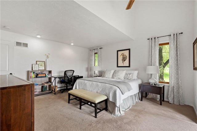 10737 Babcock Blvd, Pine Twp Nal, PA 15044 - bedroom featuring light colored carpet, multiple windows, a desk, and ceiling fan