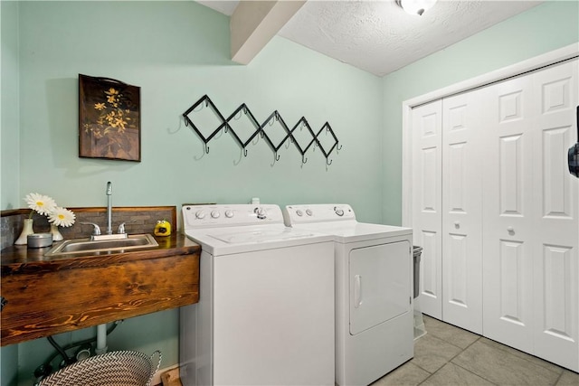 10737 Babcock Blvd, Pine Twp Nal, PA 15044 - washroom featuring washer and clothes dryer, light tile patterned floors, and a textured ceiling