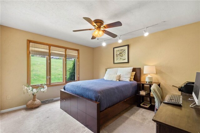 10737 Babcock Blvd, Pine Twp Nal, PA 15044 - bedroom featuring rail lighting, light carpet, a desk, and a ceiling fan