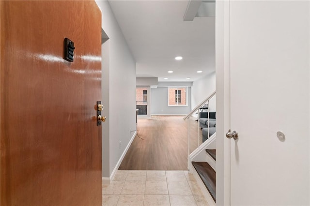 307 S Dithridge St Unit 207, Oakland, PA 15213 - tiled entrance foyer featuring stairs and recessed lighting