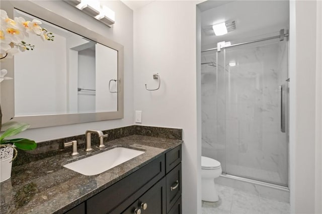 307 S Dithridge St Unit 207, Oakland, PA 15213 - bathroom featuring marble finish flooring, a marble finish shower, and vanity