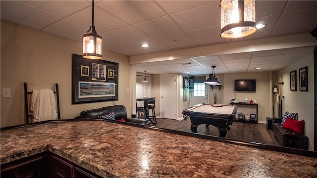 104 Cherokee Ct, Buffalo Twp But, PA 16229 - rec room with wood finished floors, pool table, a drop ceiling, and recessed lighting