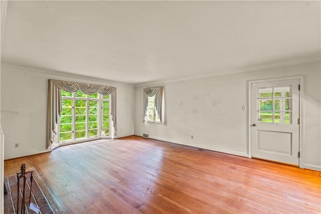 35 Redstone Ln, City Of Washington, PA 15301 - unfurnished living room with wood finished floors and crown molding