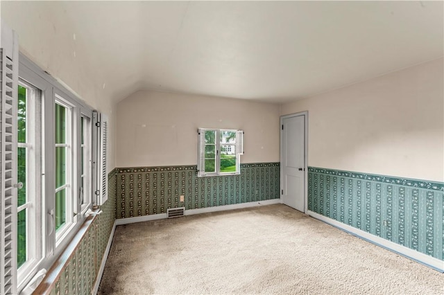 35 Redstone Ln, City Of Washington, PA 15301 - empty room with wainscoting, carpet floors, and vaulted ceiling