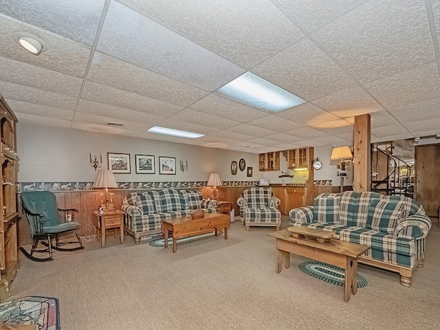 4779 State Route 819, Bell Twp, PA 15613 - carpeted living room with a drop ceiling