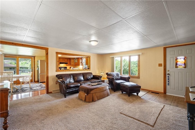 8 Leasure Way, Cecil, PA 15321 - carpeted living room featuring a paneled ceiling