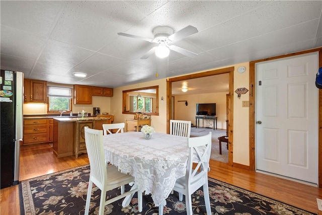 8 Leasure Way, Cecil, PA 15321 - dining area with light wood-type flooring, ceiling fan, and a paneled ceiling
