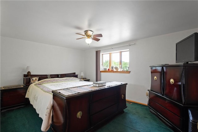 8 Leasure Way, Cecil, PA 15321 - bedroom featuring dark colored carpet, freestanding refrigerator, and a ceiling fan