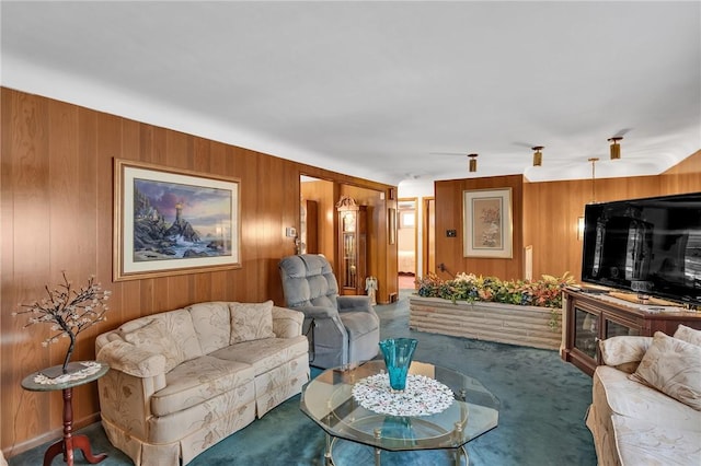 4636 Bowes Ave, West Mifflin, PA 15122 - carpeted living room featuring wood walls