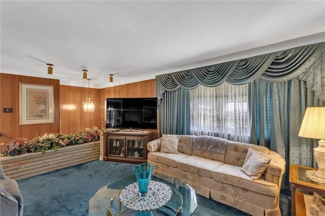 4636 Bowes Ave, West Mifflin, PA 15122 - carpeted living area featuring wood walls