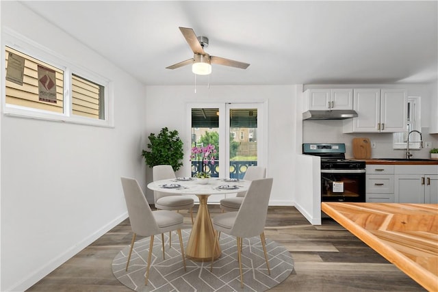 103 Church Ave, Mount Oliver, PA 15210 - dining space with dark wood finished floors and ceiling fan