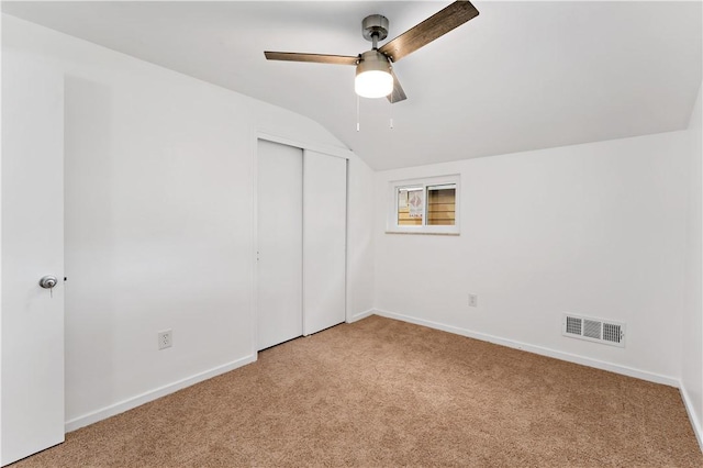103 Church Ave, Mount Oliver, PA 15210 - unfurnished bedroom with carpet floors, vaulted ceiling, a closet, and ceiling fan