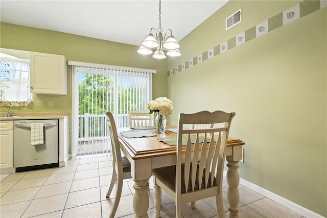 31 Elena Ave, Lower Burrell, PA 15068 - dining area featuring a chandelier and light tile patterned flooring