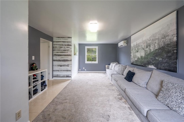 206 Bonnie St, Rostraver, PA 15012 - carpeted living area featuring an AC wall unit and tile patterned floors