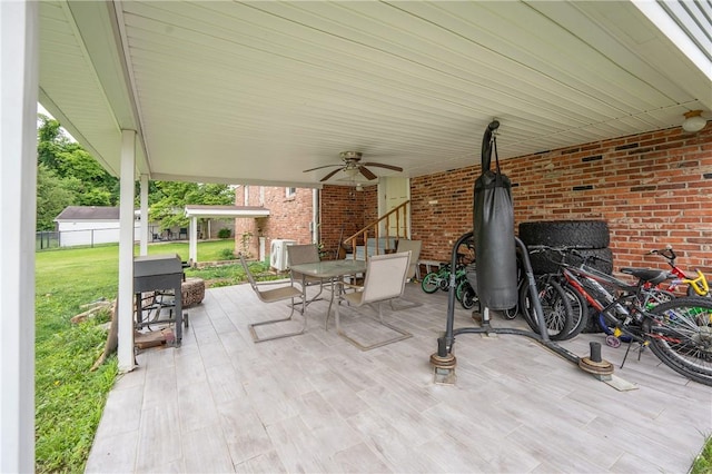 206 Bonnie St, Rostraver, PA 15012 - view of patio featuring a ceiling fan and outdoor dining area