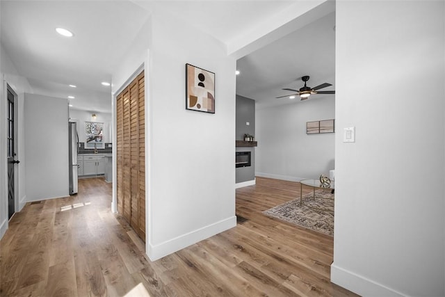141 Blackhawk St, Squirrel Hill, PA 15218 - corridor featuring recessed lighting and light wood-style floors