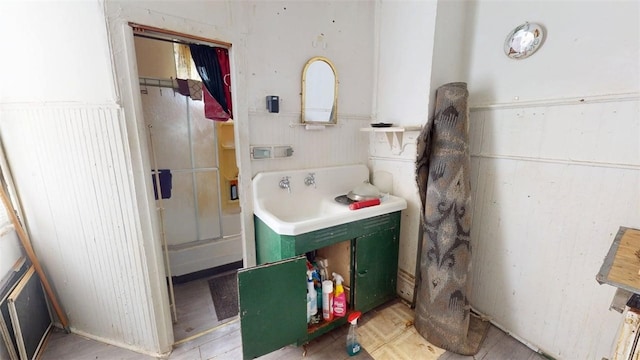 237 Wick St, Hill District, PA 15219 - full bathroom with a shower with door and a wainscoted wall