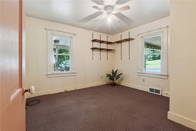 222 Lear Rd, Blairsville Area, PA 15717 - spare room featuring dark carpet, plenty of natural light, and ceiling fan