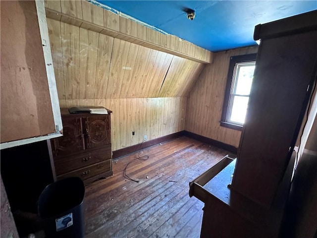 302 Franklin Ave, Applewold, PA 16201 - additional living space featuring hardwood / wood-style floors, wood walls, and lofted ceiling