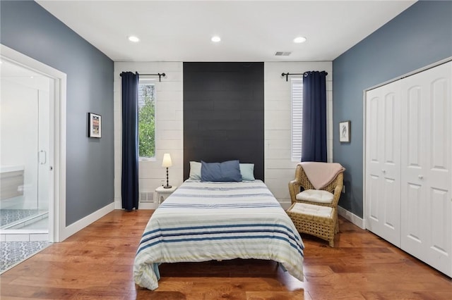 3130 Dobson St, Polish Hill, PA 15219 - bedroom featuring wood finished floors, recessed lighting, and a closet