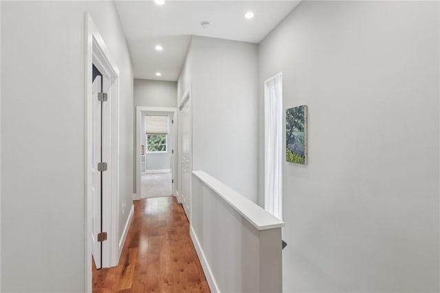 3130 Dobson St, Polish Hill, PA 15219 - corridor with an upstairs landing, recessed lighting, and wood finished floors