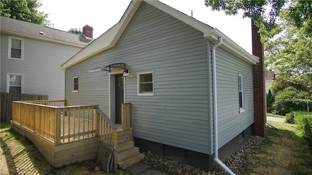 801 9th Ave, Brackenridge, PA 15014 - rear view of property with a chimney and a wooden deck
