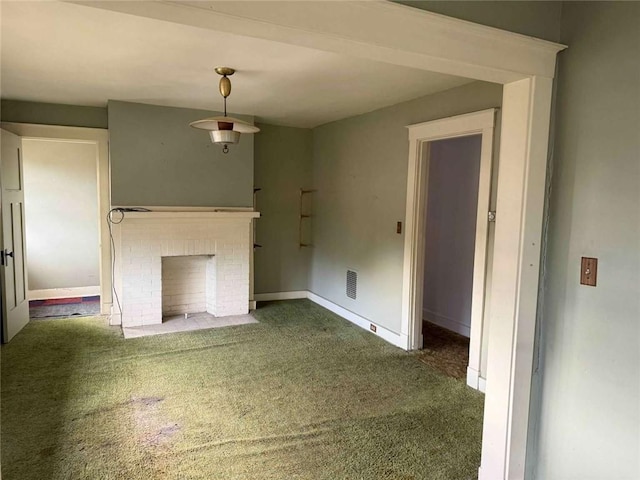 25-27 Joel St, Ingram, PA 15205 - unfurnished living room with a brick fireplace and carpet floors