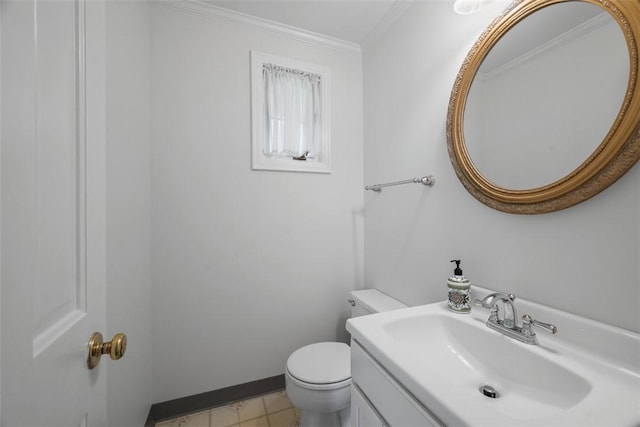 195 Grandview Dr N, Fox Chapel, PA 15215 - half bath with vanity, ornamental molding, and tile patterned flooring