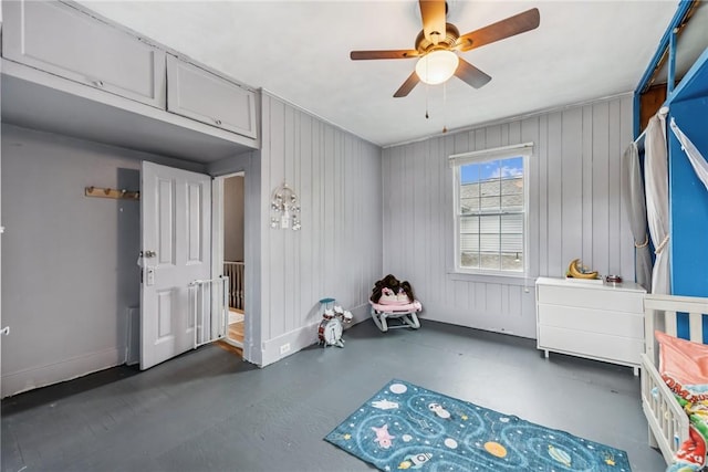 528 Spring St, Latrobe, PA 15650 - unfurnished bedroom featuring a ceiling fan and finished concrete floors