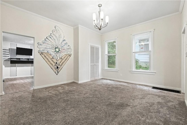 39 Danvers Ave, Ingram, PA 15205 - carpeted empty room with a chandelier and ornamental molding