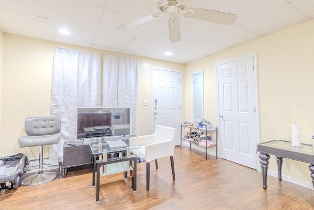 5801 Lincoln Ave, Export, PA 15632 - home office with wood finished floors, ceiling fan, a paneled ceiling, and recessed lighting