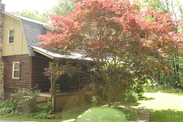 130 Hall Rd, Findley Twp, PA 16137 - view of green lawn with a wooden deck