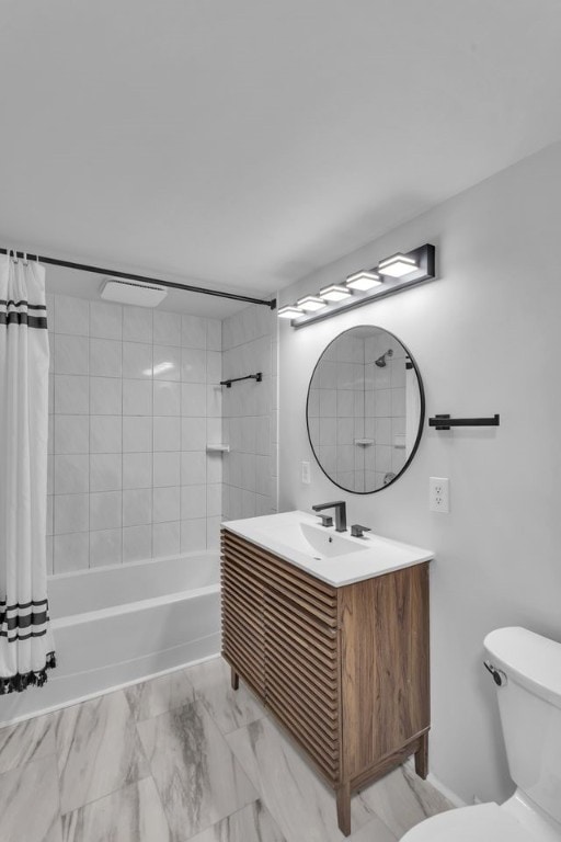 494 Highview Rd, Baldwin Twp, PA 15228 - full bath featuring shower / tub combo, vanity, and marble look tile flooring