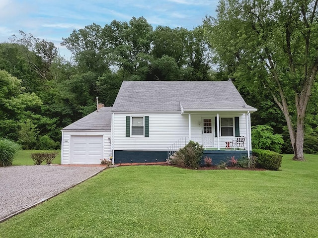2665 Warrendale Bayne Rd, Marshall, PA 15005 - view of front of house featuring covered porch, a front yard, driveway, and an attached garage