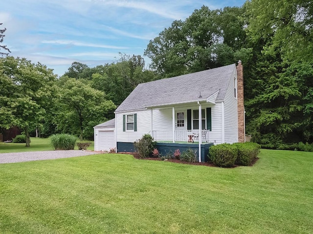 2665 Warrendale Bayne Rd, Marshall, PA 15005 - view of front of house with a porch, a chimney, a front yard, and a garage