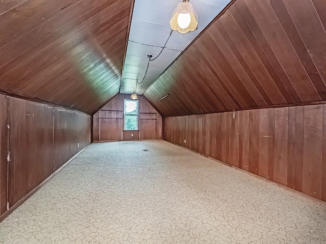 2665 Warrendale Bayne Rd, Marshall, PA 15005 - bonus room featuring carpet flooring, wood walls, and lofted ceiling