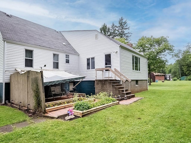 2665 Warrendale Bayne Rd, Marshall, PA 15005 - back of house featuring a yard, roof with shingles, and a chimney