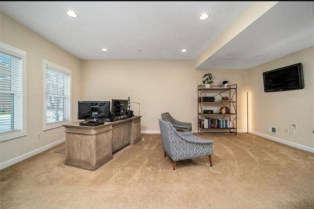 323 Osona Ln, Marshall, PA 16046 - office area featuring light carpet, healthy amount of natural light, and recessed lighting