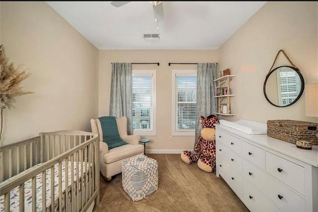 323 Osona Ln, Marshall, PA 16046 - carpeted bedroom featuring a ceiling fan and a crib