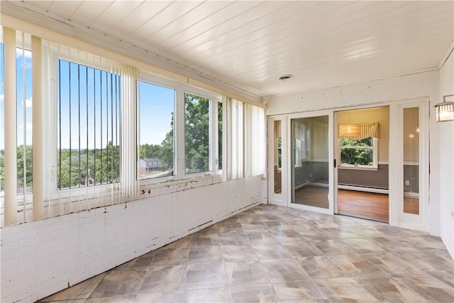130 Clare Dr, South Strabane, PA 15301 - unfurnished sunroom featuring a baseboard heating unit and tile patterned flooring