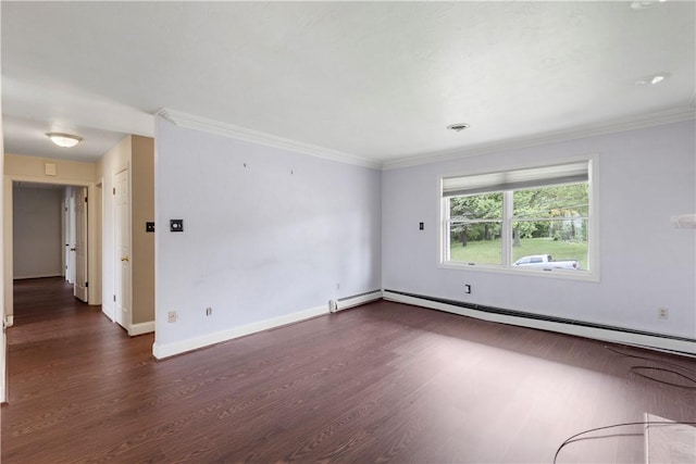 130 Clare Dr, South Strabane, PA 15301 - spare room featuring dark wood finished floors, baseboard heating, and crown molding