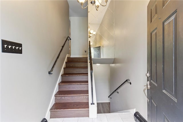130 Clare Dr, South Strabane, PA 15301 - stairway with a chandelier and tile patterned flooring
