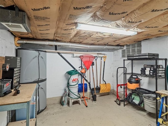 view of unfinished basement
