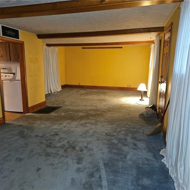 111 Laughlin St, Dawson, PA 15428 - carpeted spare room with beam ceiling and a textured ceiling