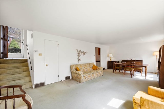 540 Lucia Dr, Wilkins Twp, PA 15221 - carpeted living room with stairs
