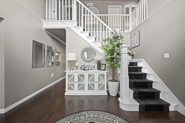 1008 Aspen Dr, Findlay Twp, PA 15126 - stairway with wood finished floors and a towering ceiling