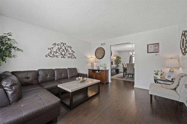 1008 Aspen Dr, Findlay Twp, PA 15126 - living room featuring dark wood-style floors and baseboards
