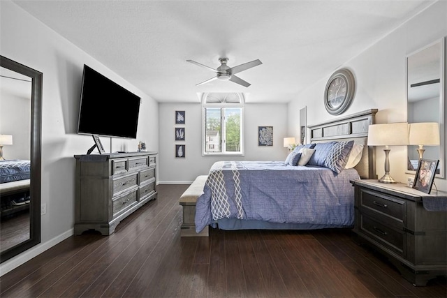 1008 Aspen Dr, Findlay Twp, PA 15126 - bedroom with dark wood finished floors and a ceiling fan