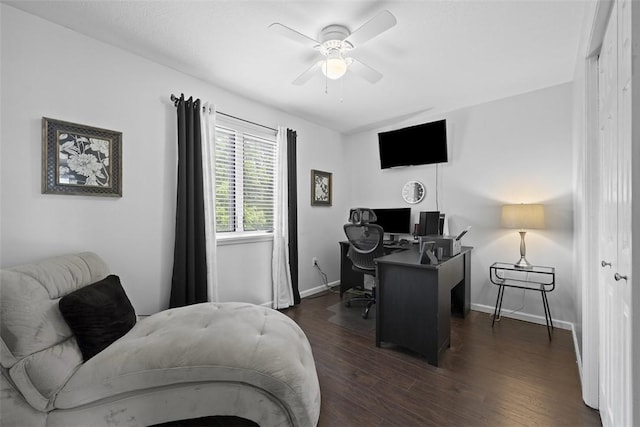 1008 Aspen Dr, Findlay Twp, PA 15126 - office area with dark wood-style flooring and ceiling fan